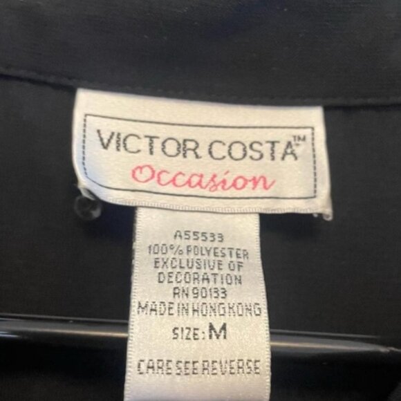 M🎀Victor Costa 90' Vintage Black Embroidered Floral Garden Printed Black - Picture 10 of 10